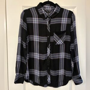 Rails Hunter One Pocket Plaid Shirt Black Royal Blue White Women’s Size Small